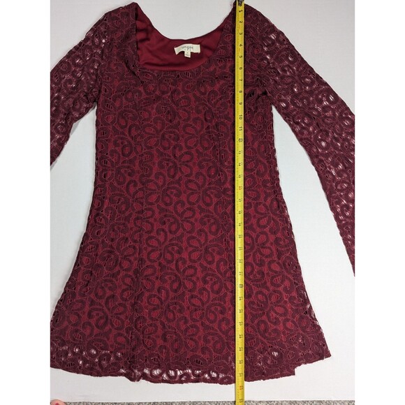 UMGEE Women's Dress Bohemian Tunic Small Burgundy Red Bell Sleeves Scoop Neck - Picture 4 of 11